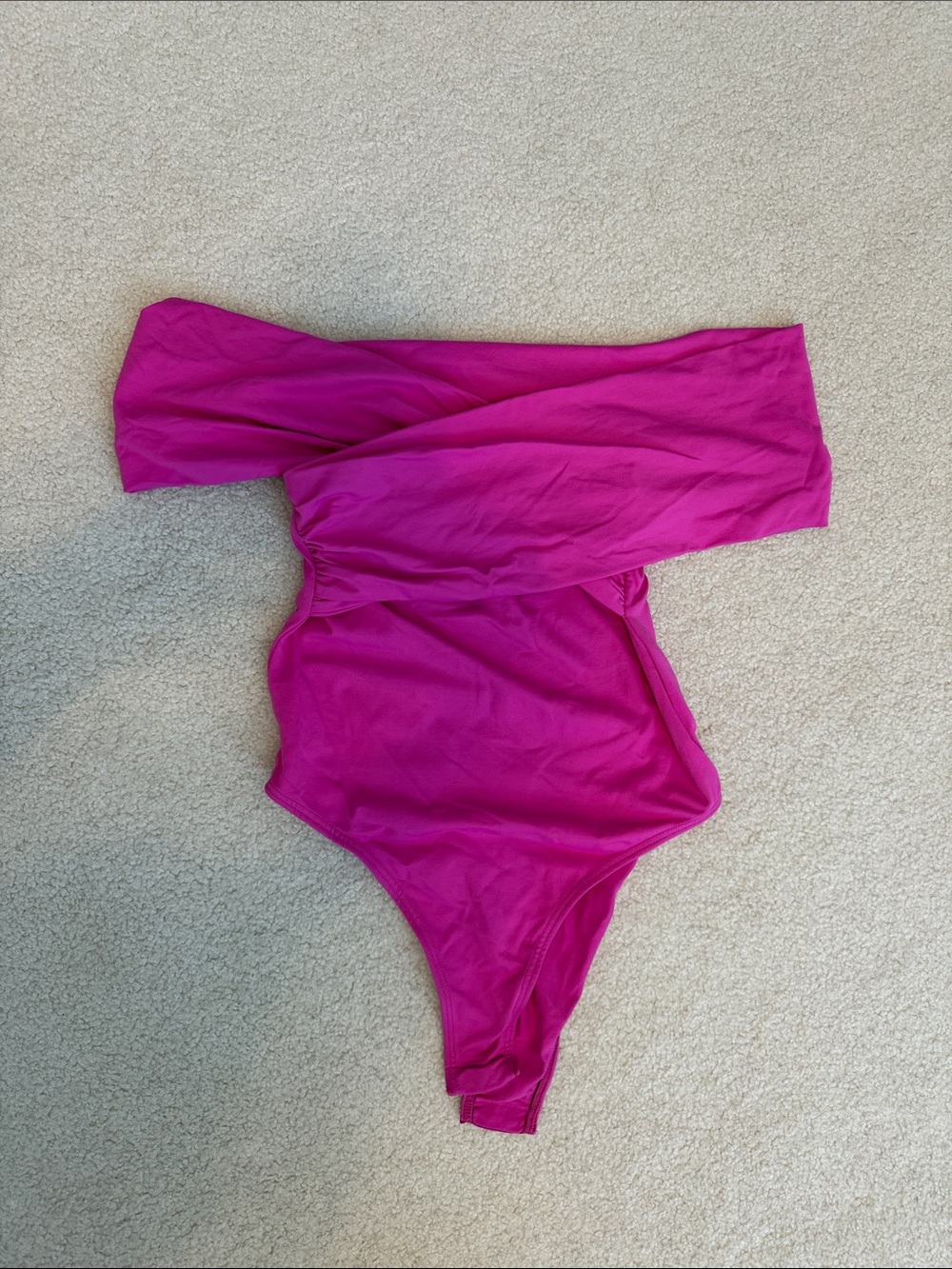 Zara Girls Off-Shoulder body suit in Bright Pink